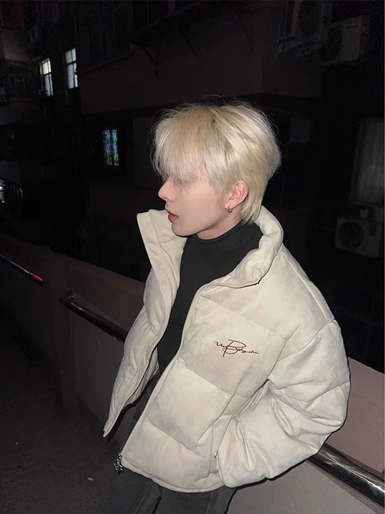 

Теплая мужская куртка из американского хлопка со воротником-стойкой, замшевая вельветовая куртка-бомбер, молодежная повседневная зимняя верхняя одежда