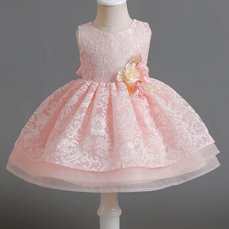 Girls Birthday Party Dress Lace Girls' Dress Sleeveless Luxury Princess Dress Year End Party Host Performance Dress