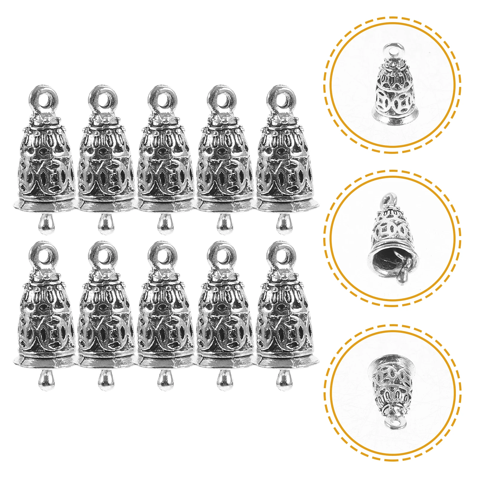 

10pcs Alloy Pendant Necklace Bell Charms Vintage Accessories for Earrings Bracelet Making Supplies Jewelry Crafting Findings