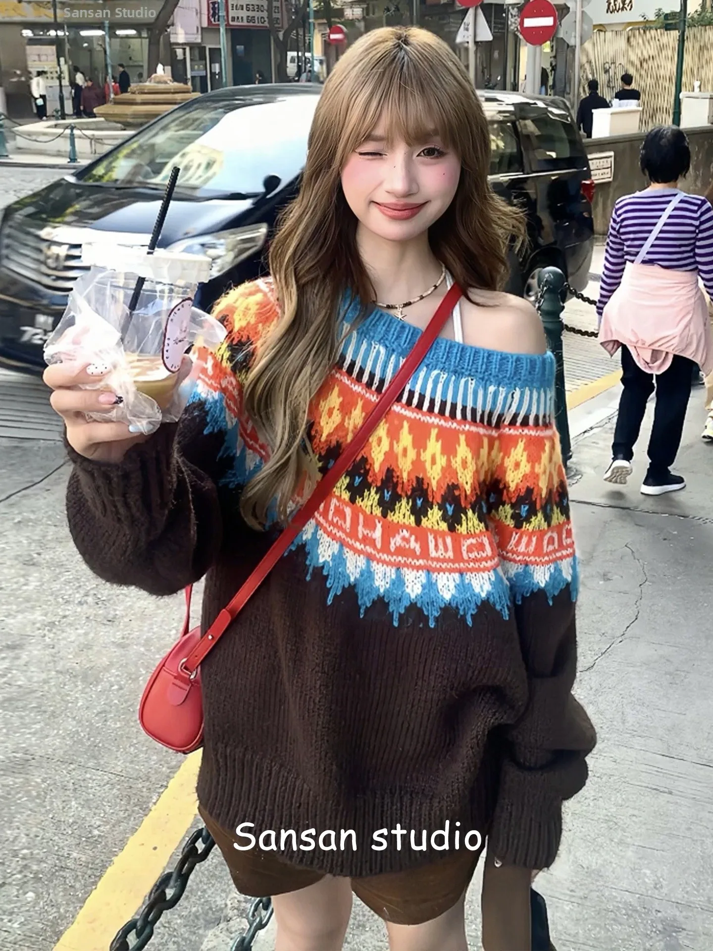 

Вязаный свитер Feilao Island New Year для женщин, свободного кроя, с открытыми плечами, мягкий, уютный, весенний, модный, с длинными рукавами, теплый топ