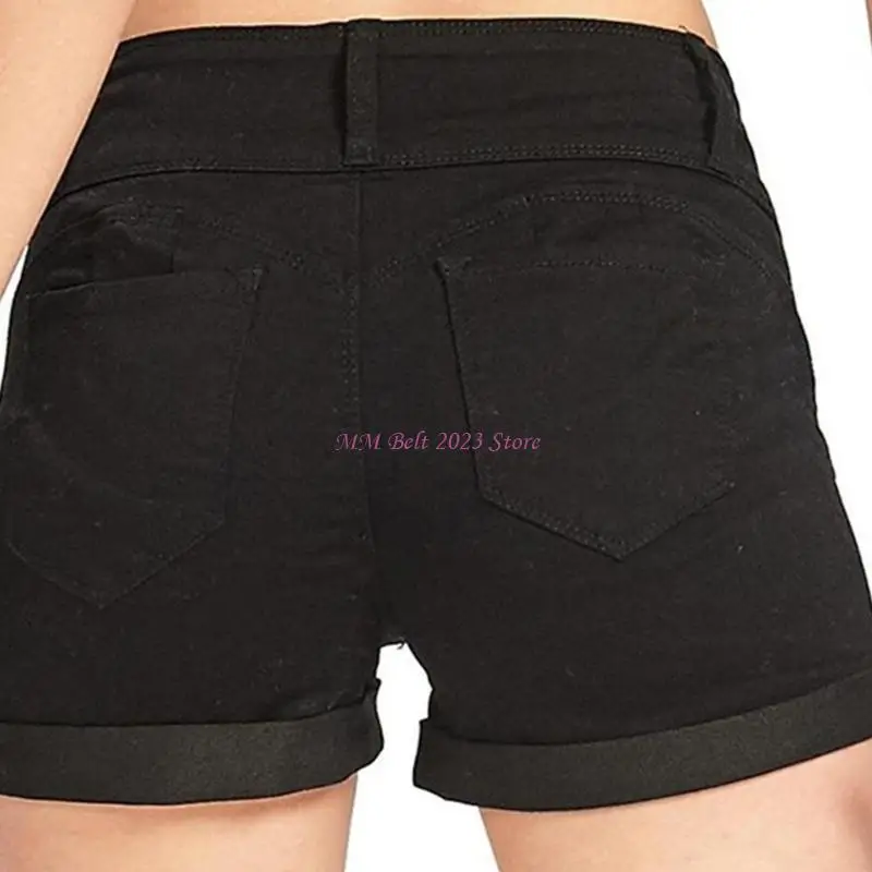 49ME Summer Jean Shorts Women Skinny Fit Stretch Low Waist Short Trouser with Pocket