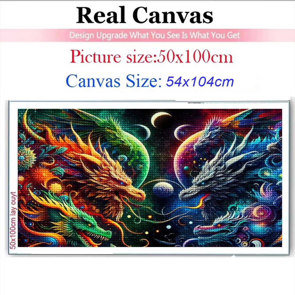 Vibrant And Surreal Landscape space rival dragon DIY 5D Diamond Painting Mosaic Embroidery Cross Stitch Kits For Home Decor Gift