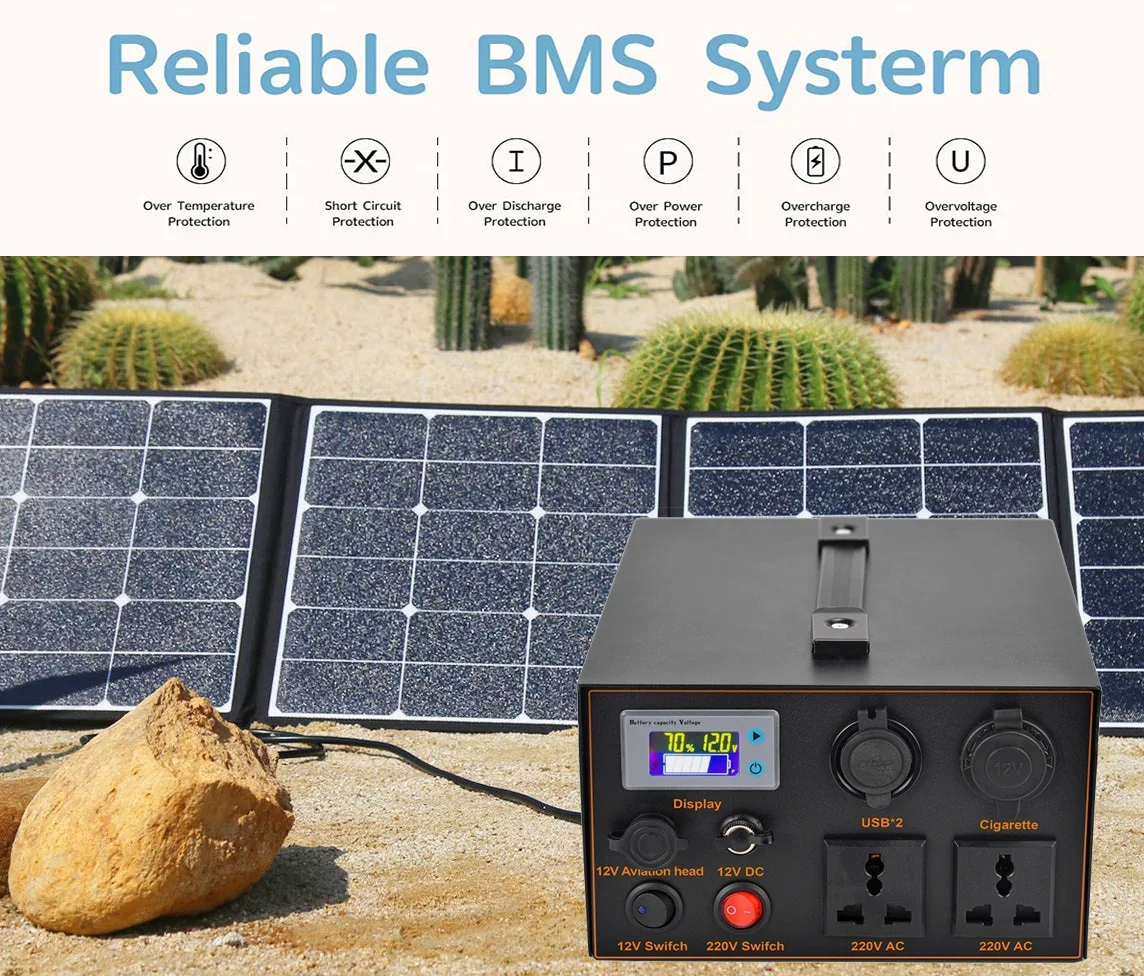 500W Portable Power Station 220V 350W LiFePO4 Battery Solar Generator Outdoor RV Camping Backup Power Bank Energy Storage Supply