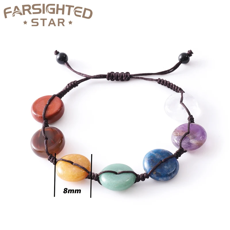 Farsighte star Handmade Natural Stone Bracelet Healing Energy Polished 8mm Beaded String Shrinkable Casual Accessory