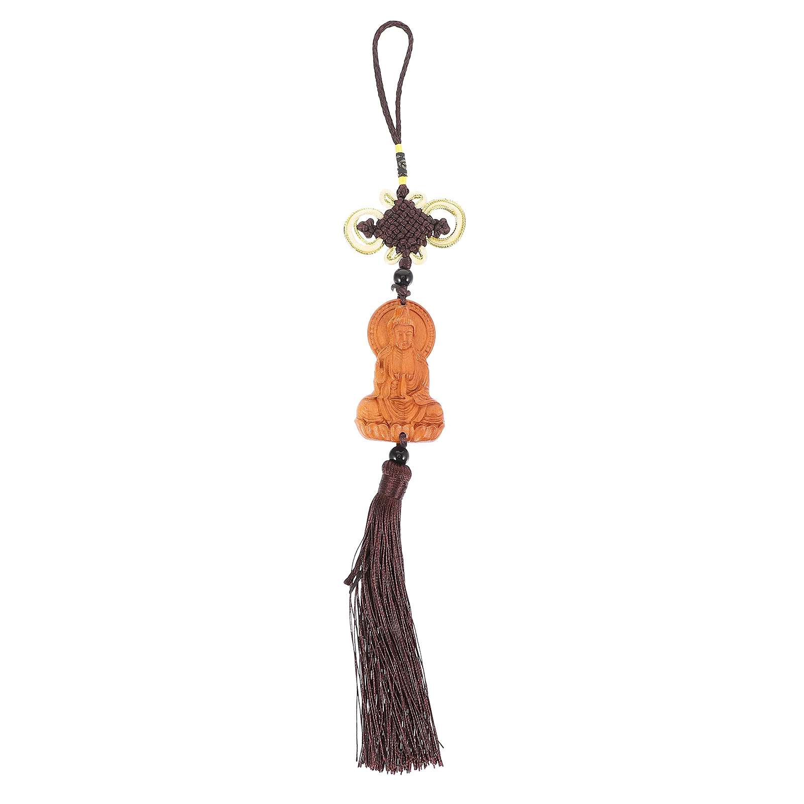

Wooden Car Decoration Durable Zen Style Hanging Ornament Brown Color Accessories Creative Sculpture Fortune Success Gift