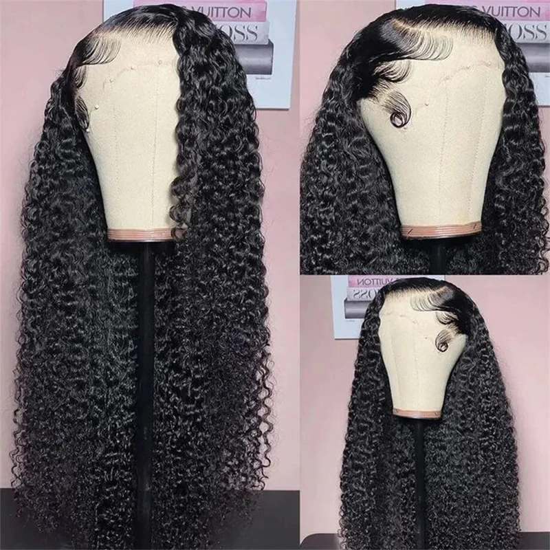 Long Soft 180Density 26“ Kinky Curly Natural Black Lace Front Wig For Women Babyhair Preplucked Heat Resistant Glueless Daily