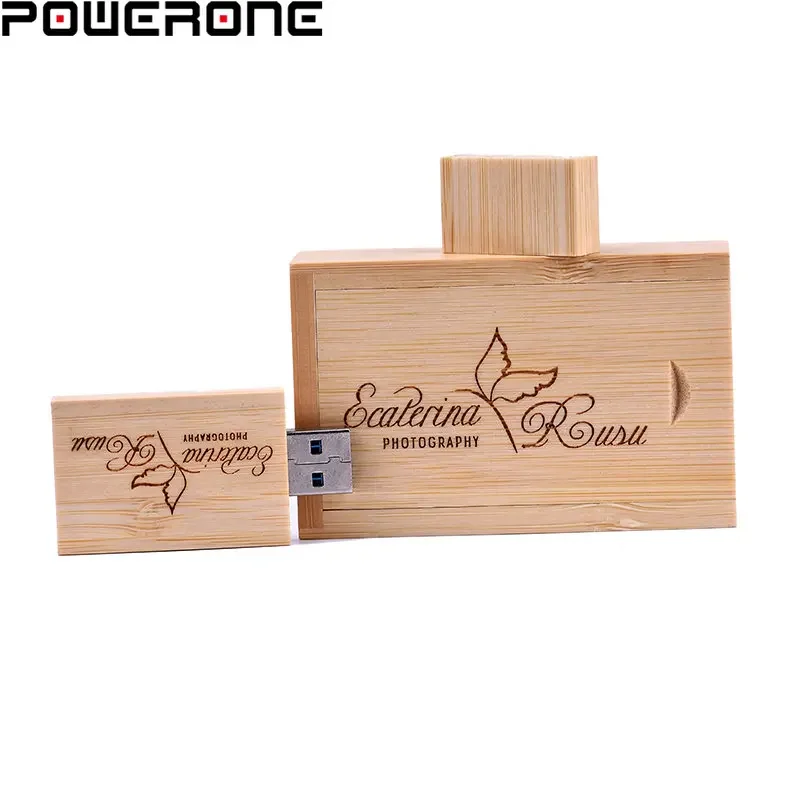 1PCS Free Custom Logo USB Flash Drives 64GB Wooden Block Pendrive 32GB Wedding Gift Pen Drive 16GB USB 2.0 Memory Stick 8GB 4GB