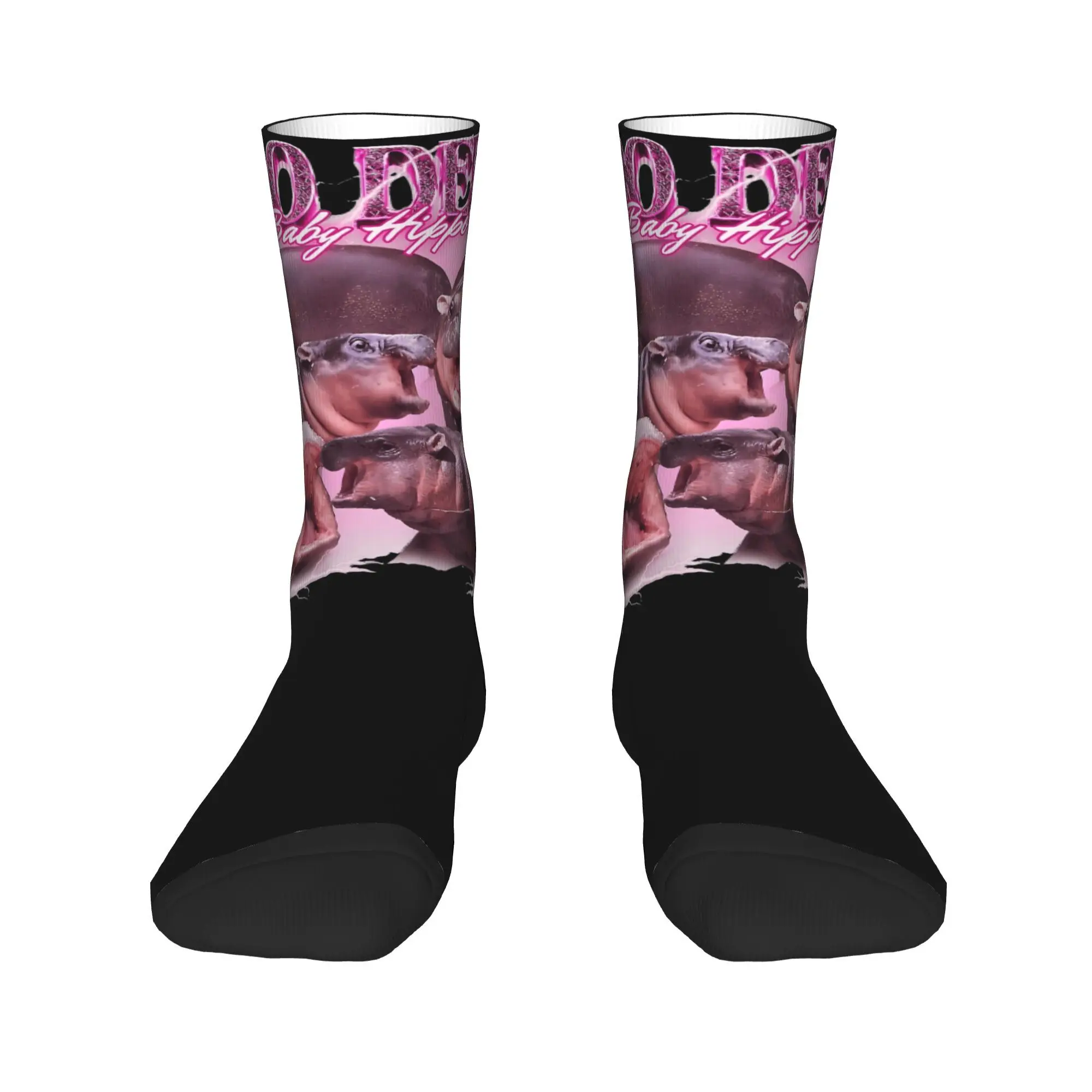 Unisex Moo Deng The Famous Thai Baby Pigmy Hippo Bootleg Socks Breathable Home Dress  Socks Best Gift Idea