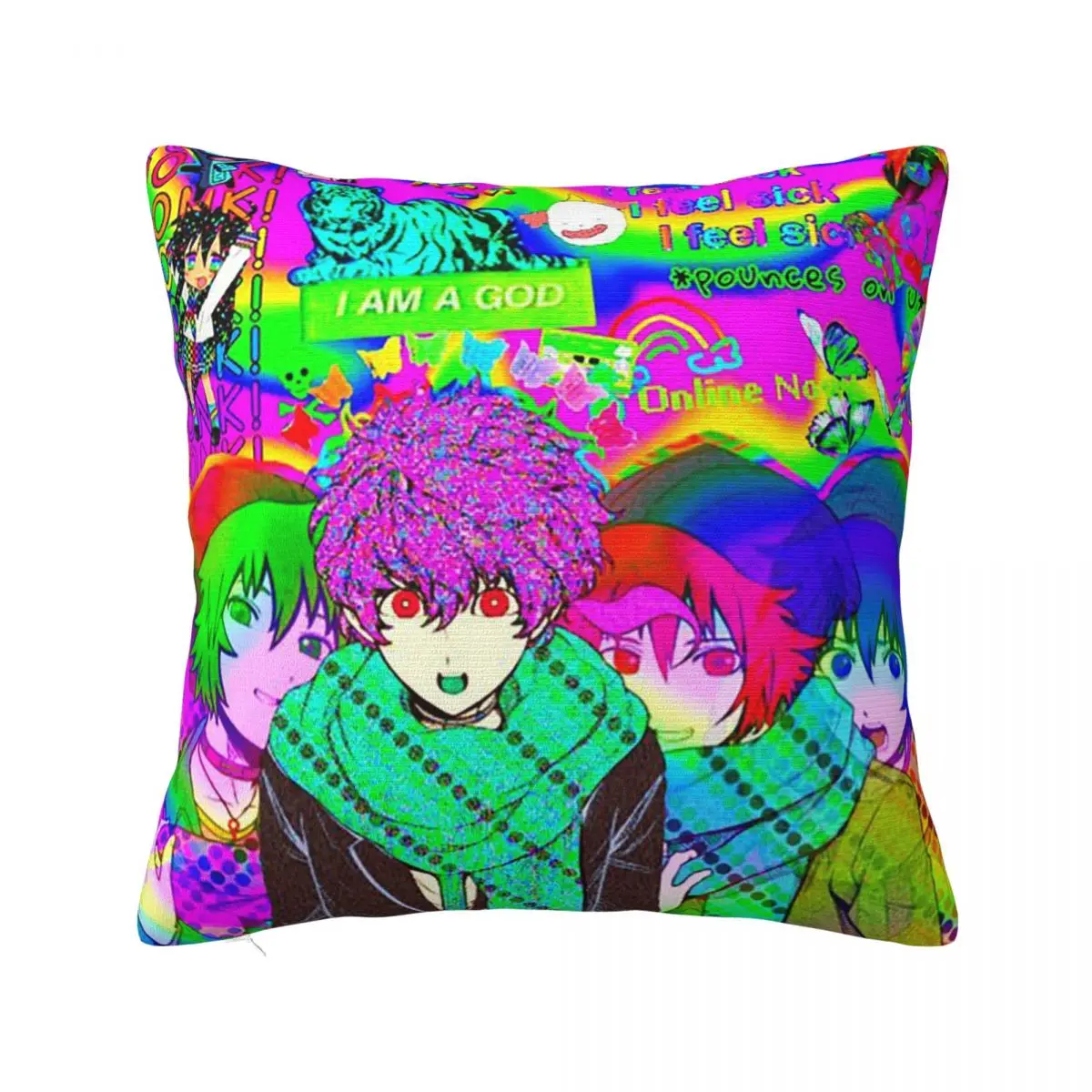 Your Turn To Die Anime Plaid Pillowcase Soft Fabric Cushion Cover Decor Cartoon Collage Throw Pillow Case Cover Home Zipper 18\