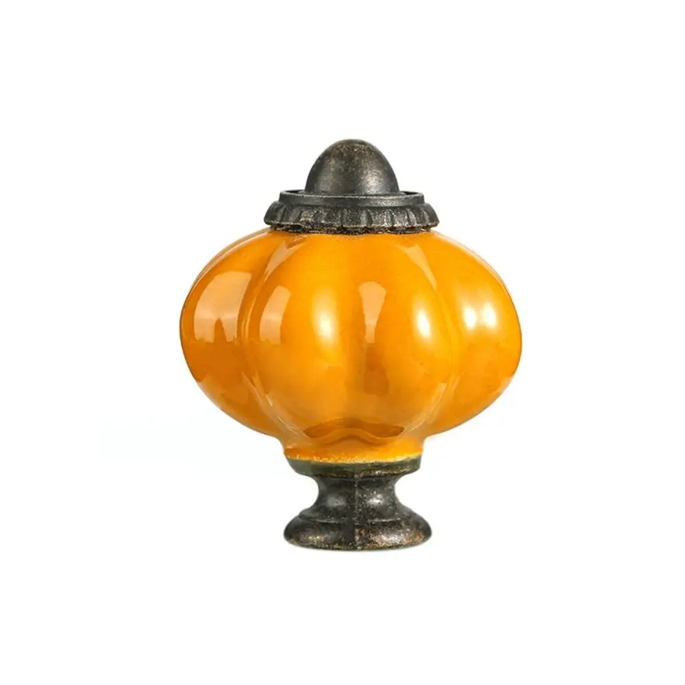 Simple Single Hole Ceramic Pumpkin Handle European Style Vintage Cabinet Knob Round Drawer Knobs Cupboard
