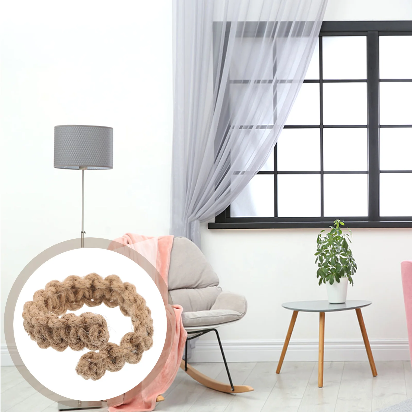 

2Pcs Hand Woven Nordic Curtain Tiebacks Cotton Jute Rope Decorative Holdbacks for Farmhouse Home Office Bedroom