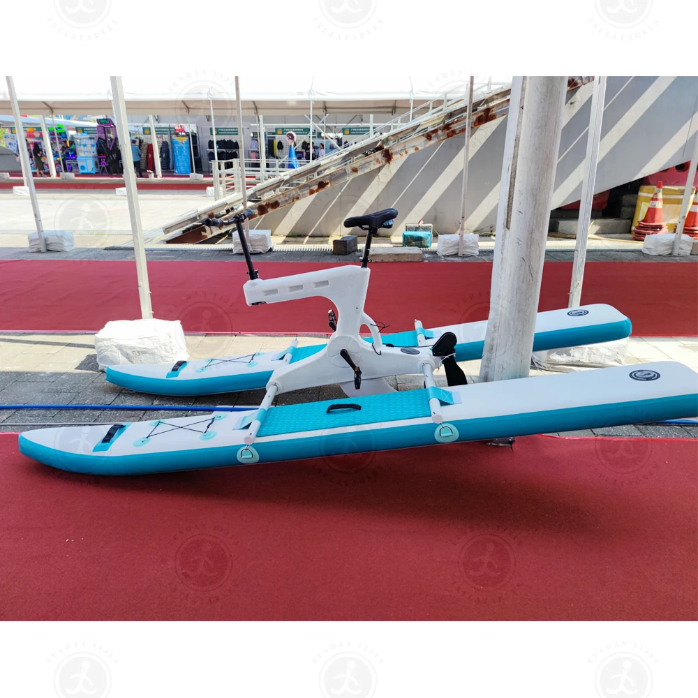 New Design Inflatable Single Water Bike Pedalo Pedal Boat Floating Bicycle For Sale