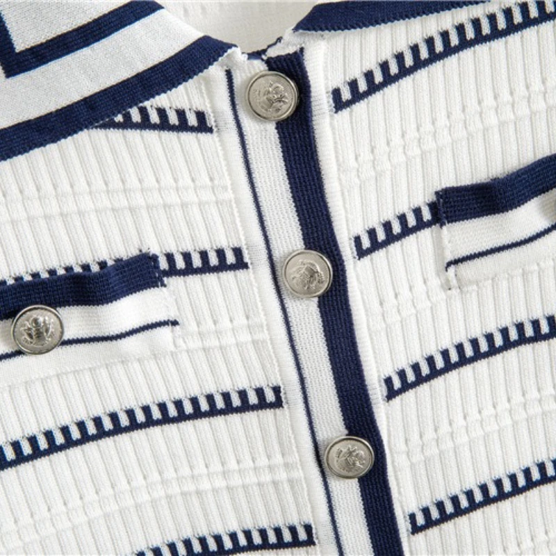 แฟชั่น 2 ชิ้นชุดแขนยาว Cropped เสื้อสเวตเตอร์ถักเอวสูงถักมินิชุดเสื้อกั๊ก Bodycon ชุดลายชุดการจับคู่