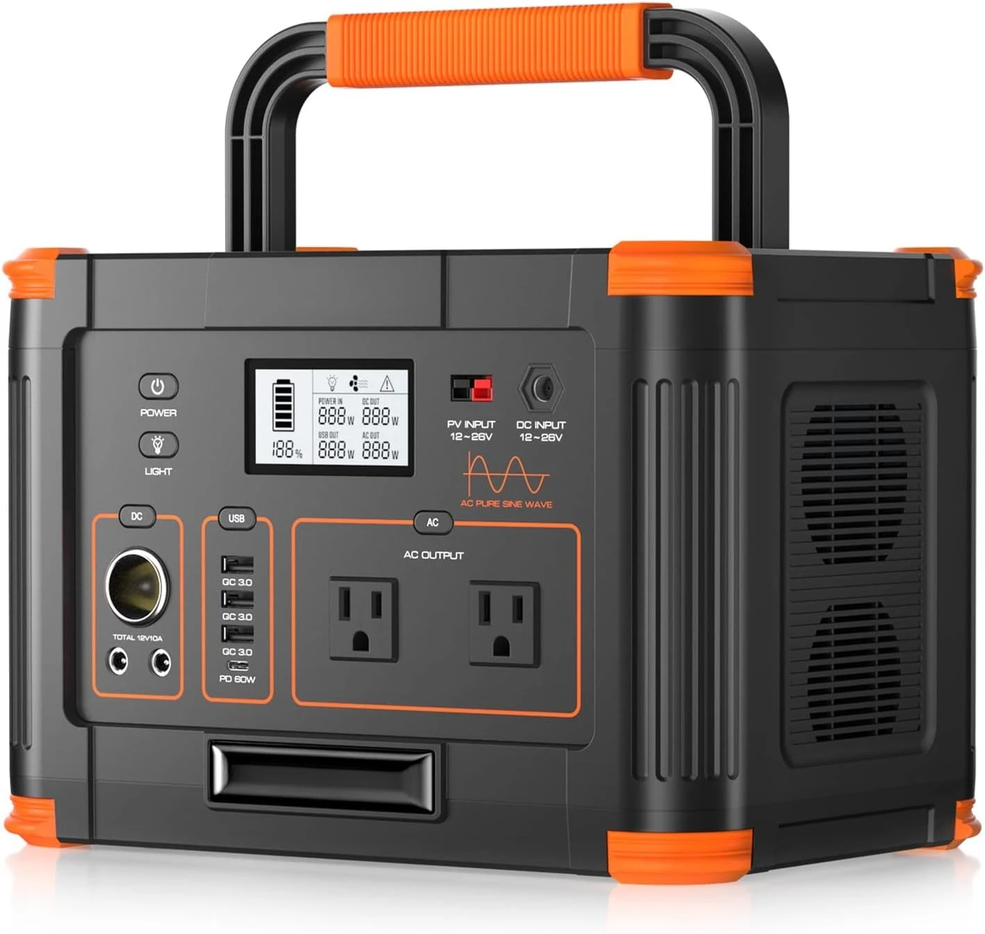 

999Wh Solar Generator 1000W Portable Power Station with 60W USB-C PD Output 110V Pure Sine Wave AC Outlet Backup Lithium Battery