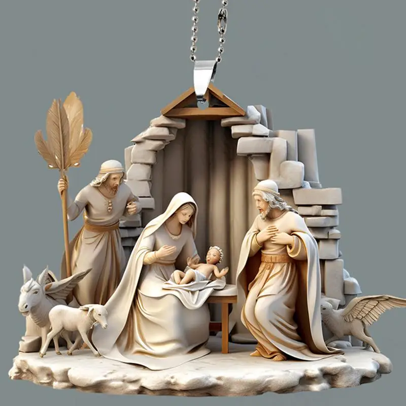 The Birth Of Jesus Christmas Nativity Scene Ornaments Acrylic Home Holy Religious Memorial For Christmas Tree Car Decorations