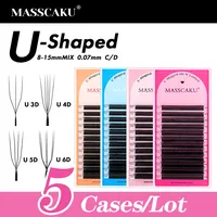 Nueva llegada 5 cajas/lote U estilo 3D 4D 5D extensiones de pestañas C D Curl Denser Slender Cilios Pestañas en forma de U Postizas de MASSCAKU