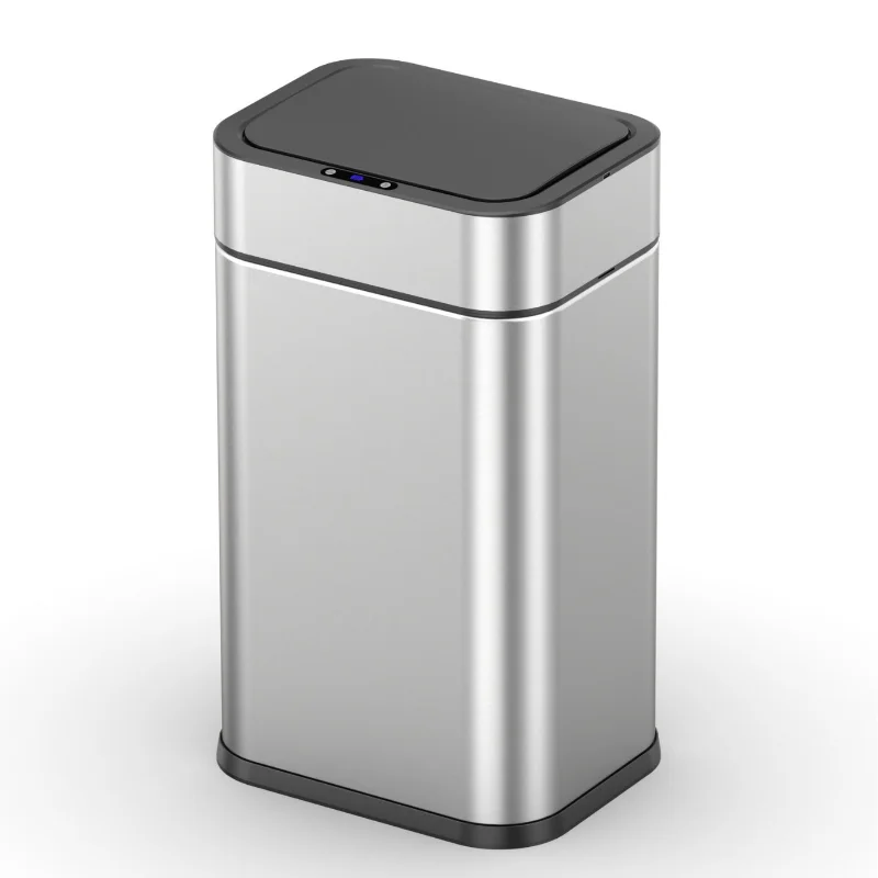 

Stainless steel intelligent induction trash can, large capacity 30L 50L rechargeable model with wheels, kitchen with lid trash c