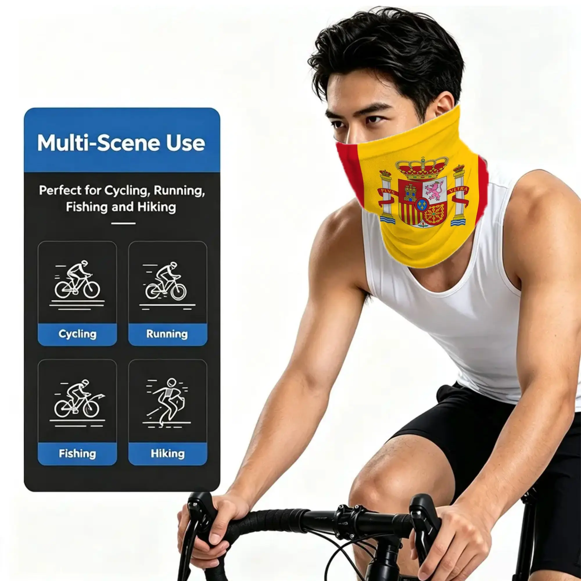 Spain flag Gaiter Sun Protection Windproof  for Running Cycling Hiking Outdoor Sports