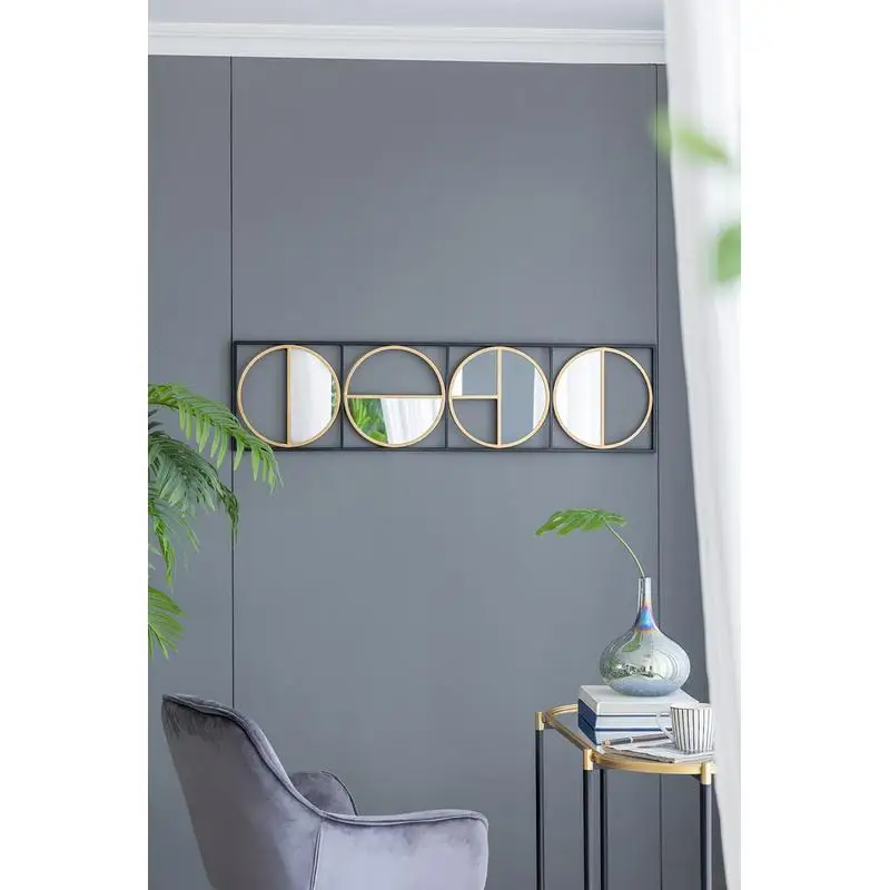 

47.2" Modern Metal Beaded Black Wall Mirror for Bedroom, Living Room & Entryway Decor