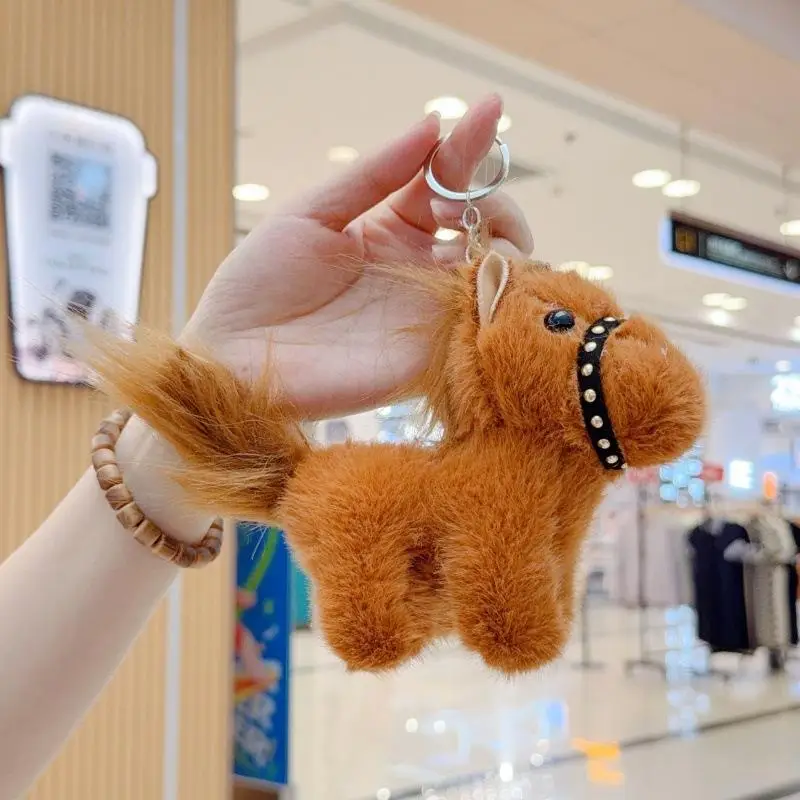 Creatieve Cartoon Paard Pluche Pop Sleutelhanger 13 cm Simulatie Pony Pop Rugzak Accessoire Leuke Tas Hanger
