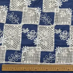 1m New design factory oem navy 100%cotton embroidery lace eyelect hole clothing for woman dress apparel with square laser cut