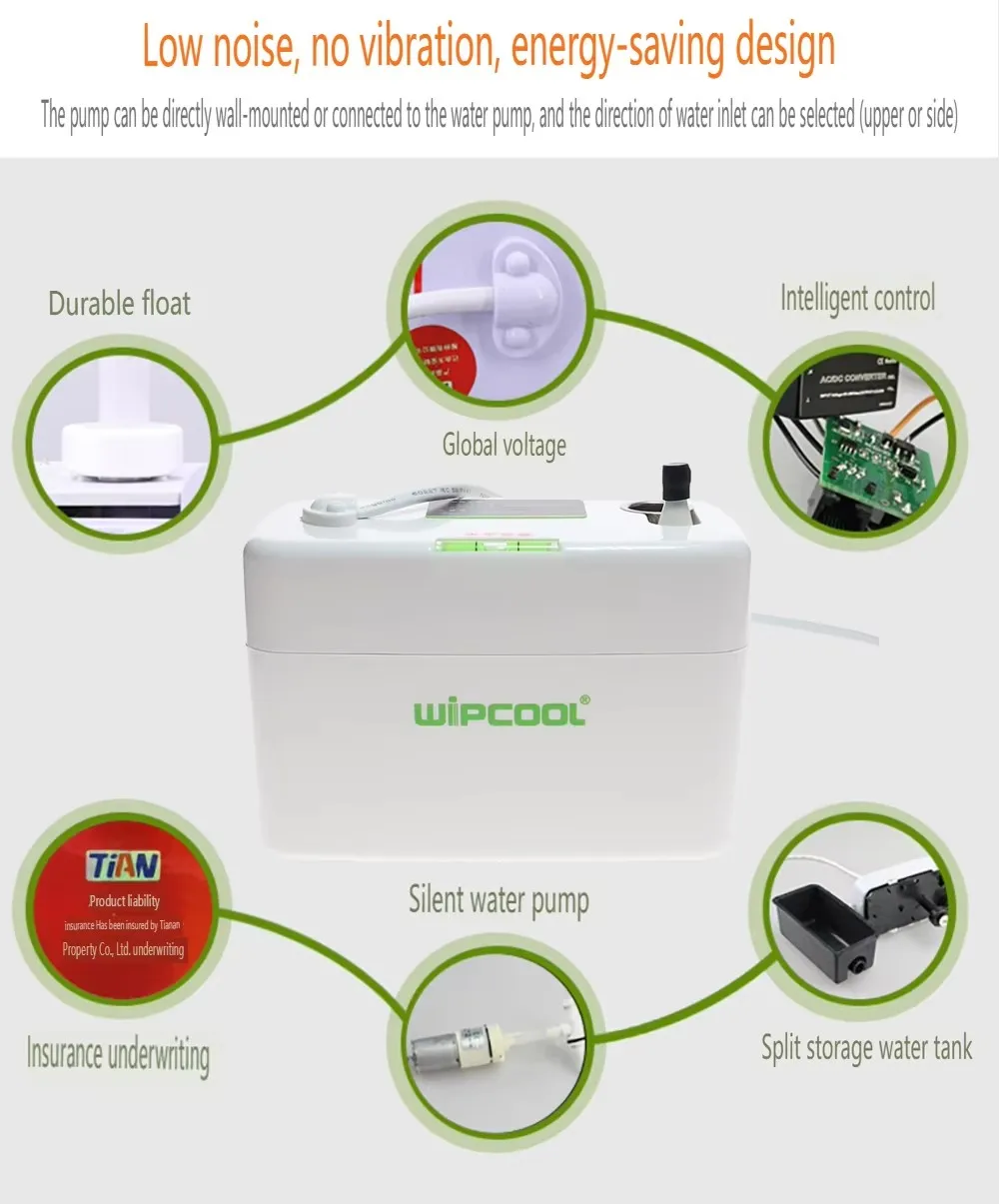 PC-24A Condensate Pump 220V 24L/h Automatic Ultra-quiet Drainage Condensation Lift Pumps Drain Pump for 1-3P Air Conditioner