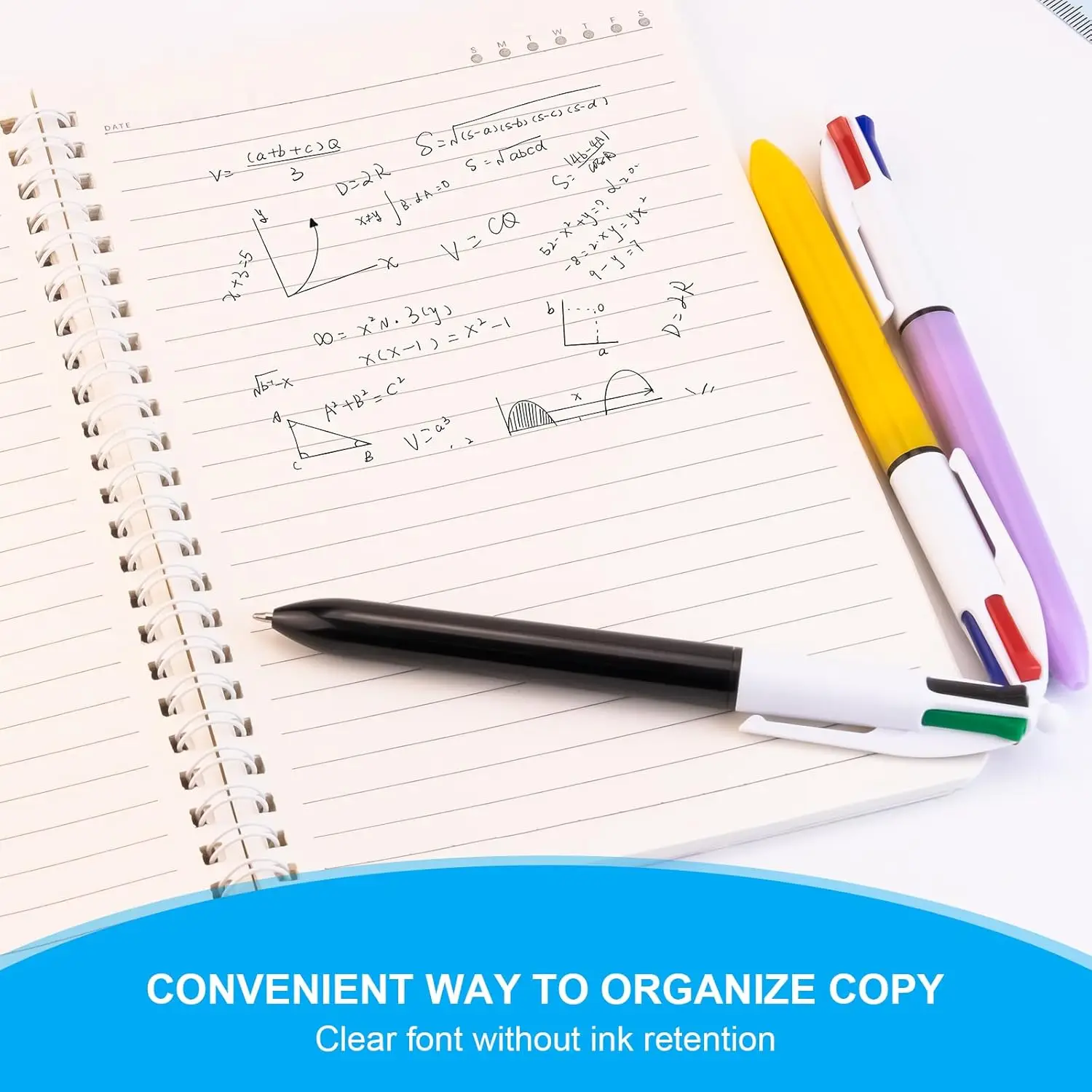 8 Pack Ballpoint Pens Multicolor 4-in-1 Colored Smooth Writing for Planner Journaling 0.7mm Multicolor Pens