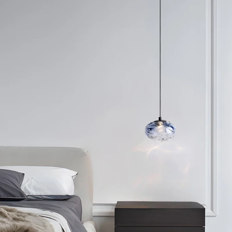 

SANDYHA Modern Minimalist LED Pendant Light Creative Glass Lampshade for Bedroom Living Room Stylish Decor Unique Lifting Design