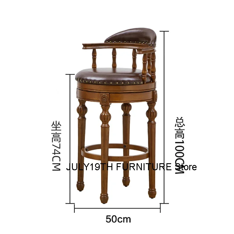 Vintage Aesthetic Bar Chairs Brown Premium Luxury Living Room Bar Stool High Quality Cushion Sedie Sala Da Pranzo Home Furniture