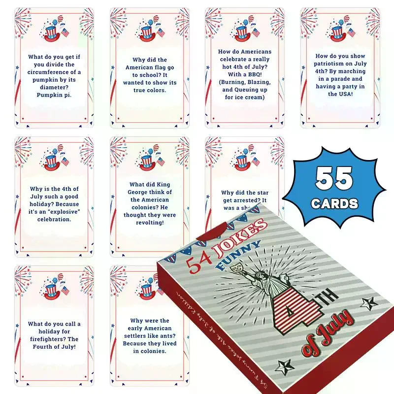 

54 шт./коробка. Забавные карточки с шутками ко Дню независимости. Семейные развлечения. Игра для взаимодействия родителей и детей.