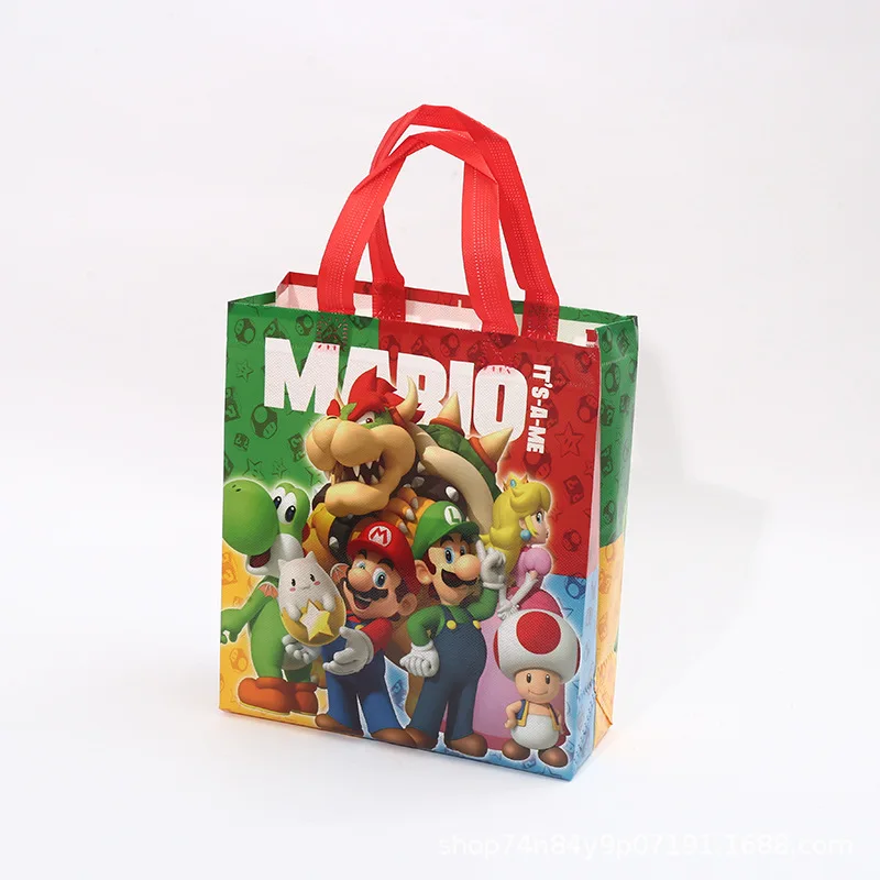 Super Mario Bros Cartoon Non-woven Handbags Anime Figure Mario Luigi Waterproof Tote Bag for Children Storage Bag Party Supplies