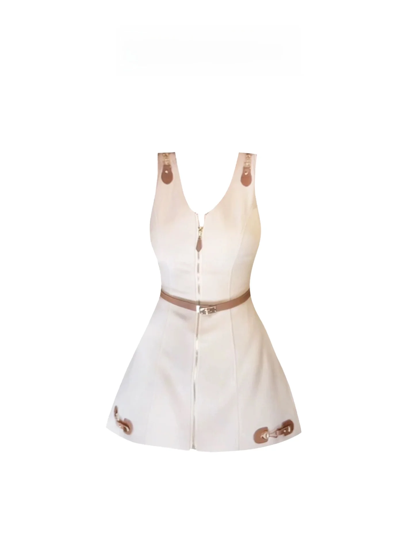 

HEZA Fro V-ne Zipper Vest Dr Women Summer Design Slim Fit A-line ort Skirt plus Size Casual Luxury Polyester Fiber