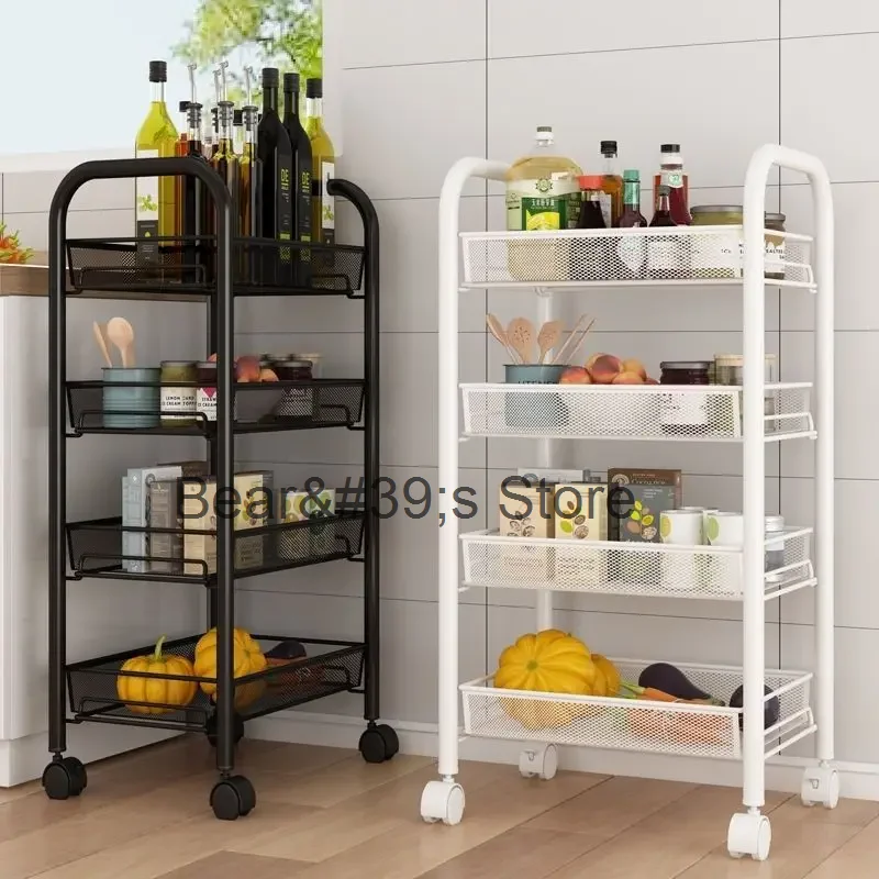 

Multi-layer Trolley Rack Household Kitchen Seasoning Bottle Vegetable Storage Rack Living Room Snack Toys Clutter Organizing