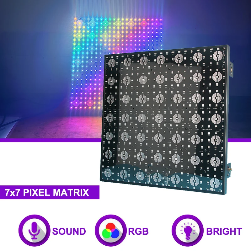 Sunart 2Pcs/Lot Spliceable 7*7 LED Pixel Matrix Stage Lighting Wtih Flow Strobe For DJ Disco Night Clubs Bars DMX Screen Fixture