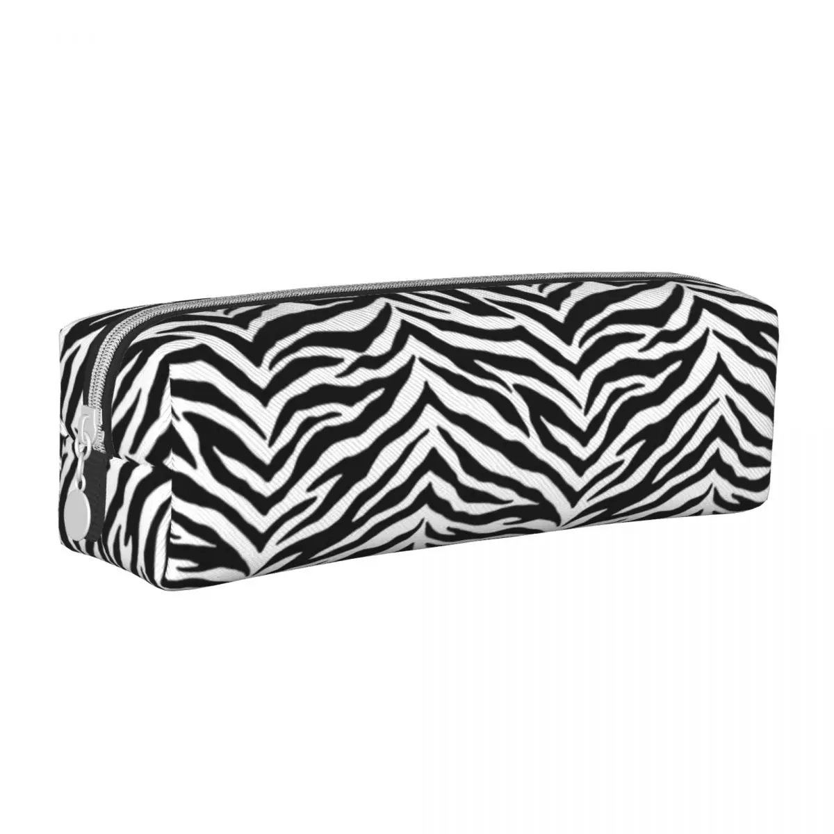 Zebra Print Square Pencil Case Animal Stripes Cute Leather Pencil Box Stationery For Child Zipper Pen Bags