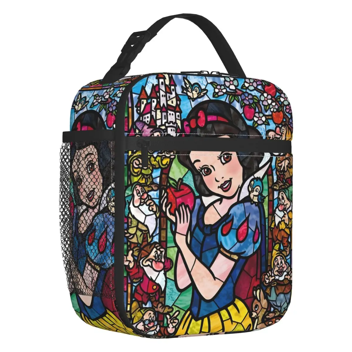 

Custom Snow White And The Seven Dwarfs Insulated Lunch Bag for Women Resuable Cartoon Movie Cooler Thermal Bento Box Travel