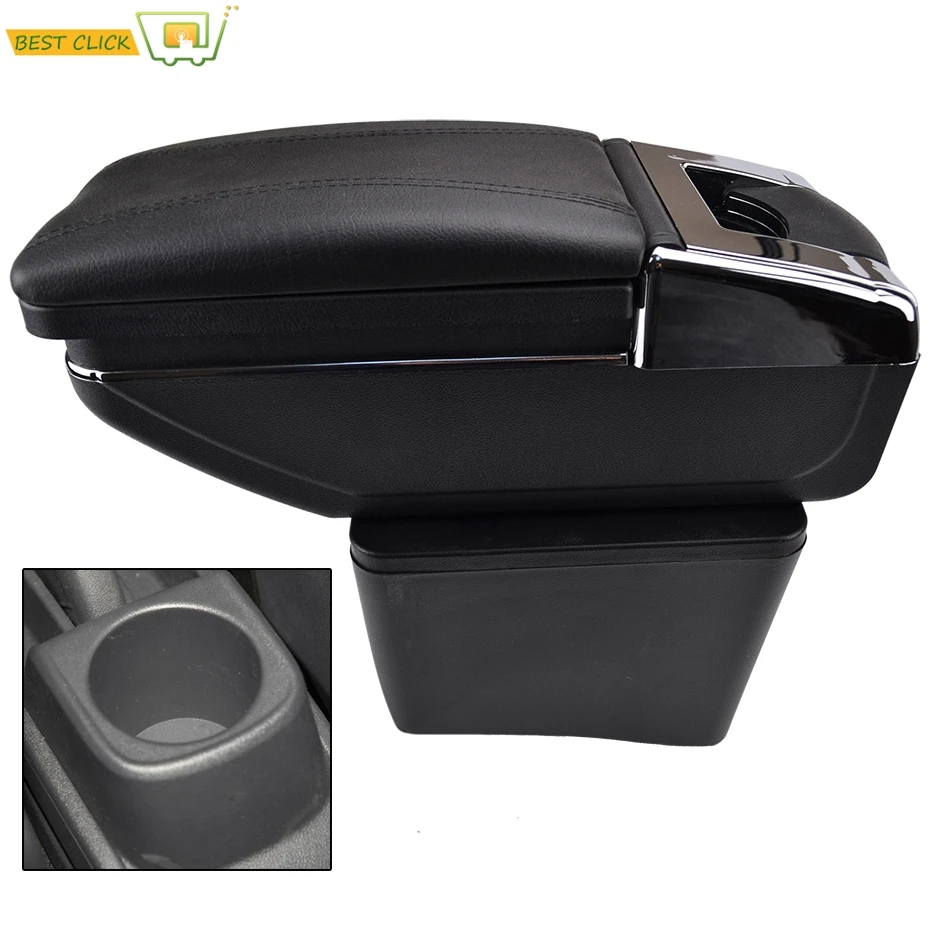 Black Central Store Storage ArmRest Box For VW Polo 6R Vento 2010 2011 2012 2013 2014 2015 2016 2017 Interface Accessories