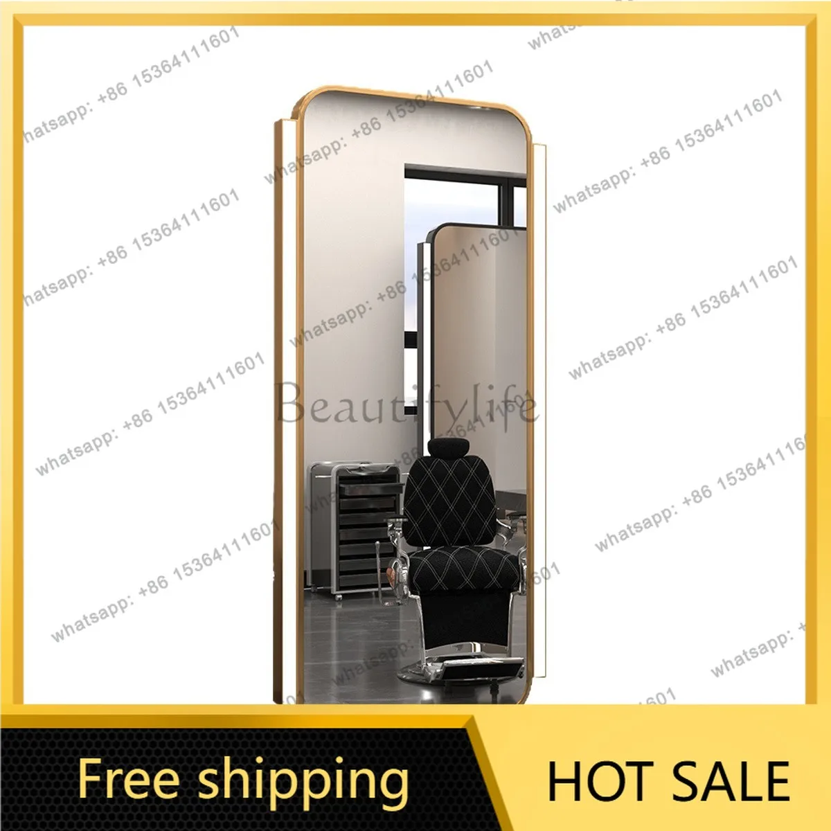 Factory Direct Sales new hair salon mirror table with single and double sides, floor-standing hair mirror