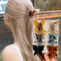 6Pcs Women's Model, Leopard Print Color, Fashionable Retro, Butterfly-Shaped Hair Clip Combination, Suitable for Daily Use and G