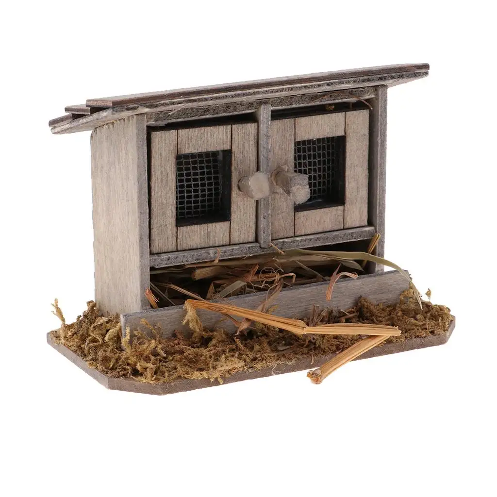 Miniatur-Hühnerstall aus Holz für 1/12 Puppenhausmöbel, Tierzubehör