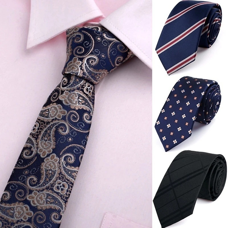 

Ties for Men Men's 6cm Narrow Tie Korean Edition Casual Dress Multi Color 1200 Needle Polyester Flower Plaid Hand Tie