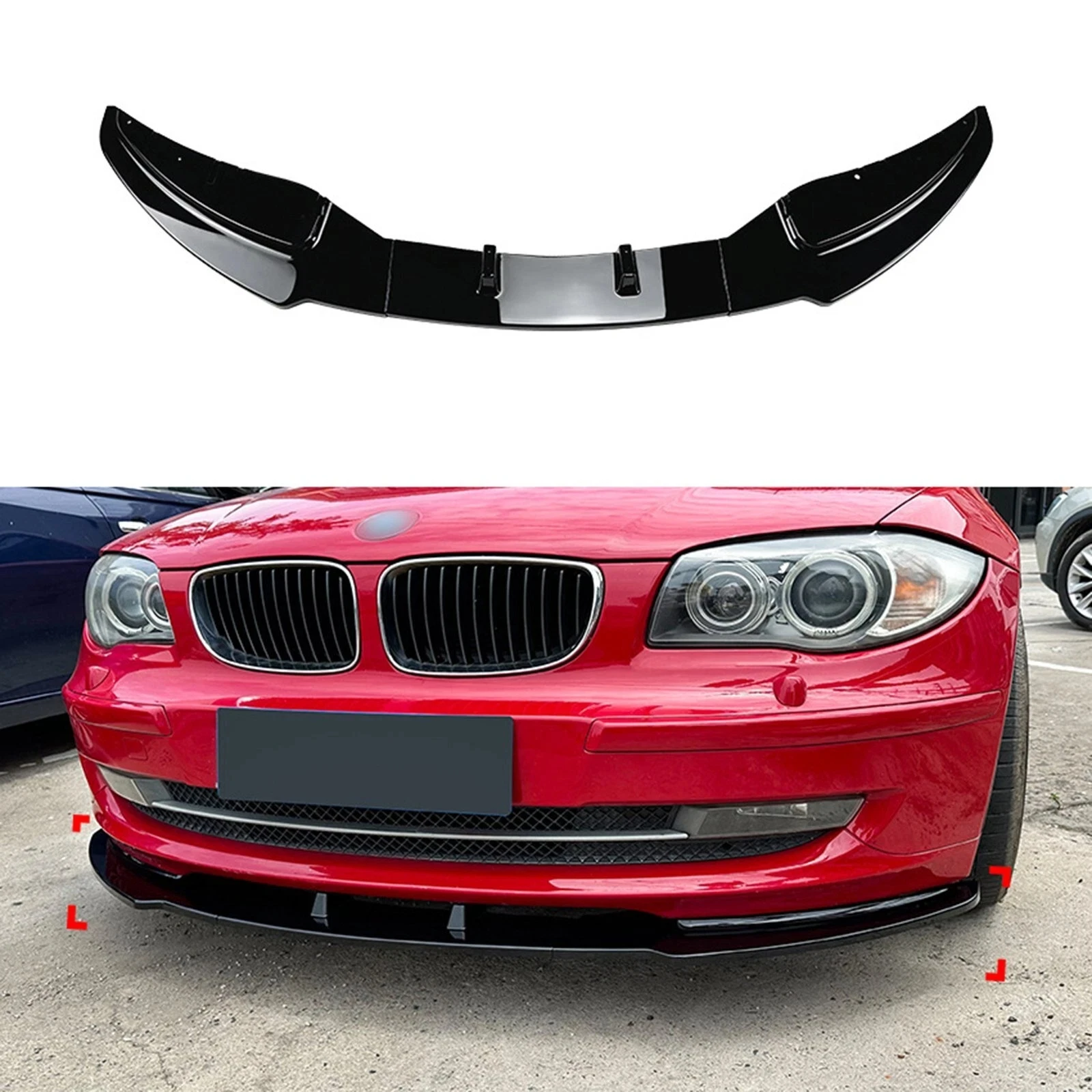 

Передний спойлер-сплиттер для BMW 1 серии E81 E82 E87 E88 LCI Standard 2008-2012, комплект из 3 частей, диффузор переднего бампера, обвес