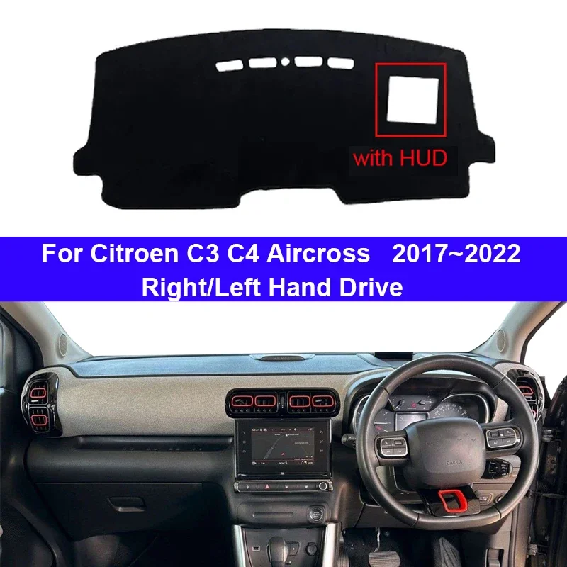 

Auto Car Dashboard Cover Dash Mat Carpet Cape for Citroen C3 C4 Aircross 2017~2022 Console Protector Sun-Shade