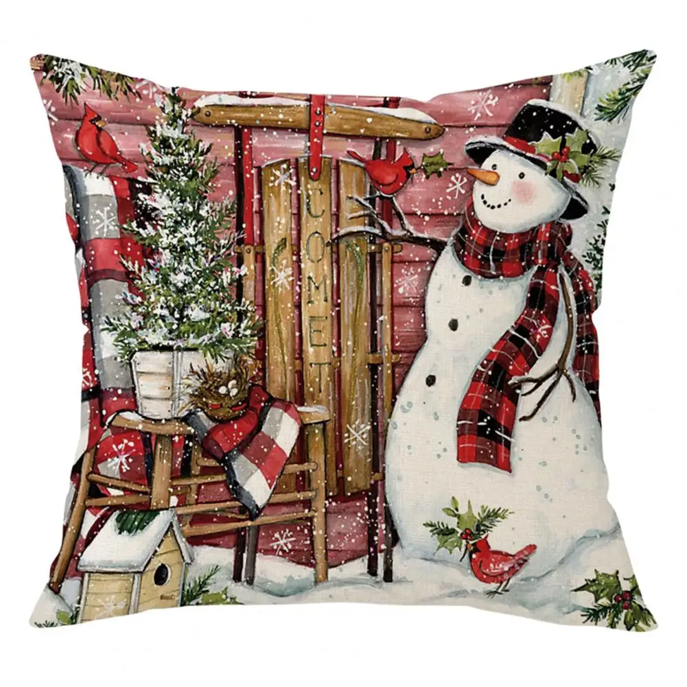 Pillow Case Useful Easy Insertion Cushion Cover Santa Claus Throw Pillow Cover Home Holiday Decor for Household
