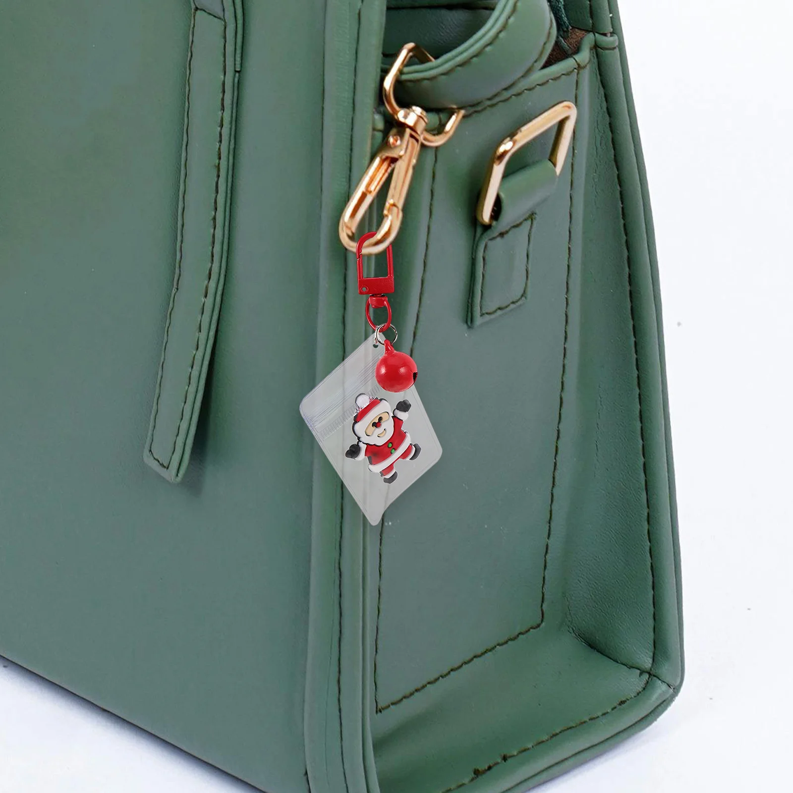 

5Pcs Christmas Keychain Set Santa Claus Charm Transparent Bag Cute Xmas Tree Hanging Ornaments Car Keyrings Holiday Accessories