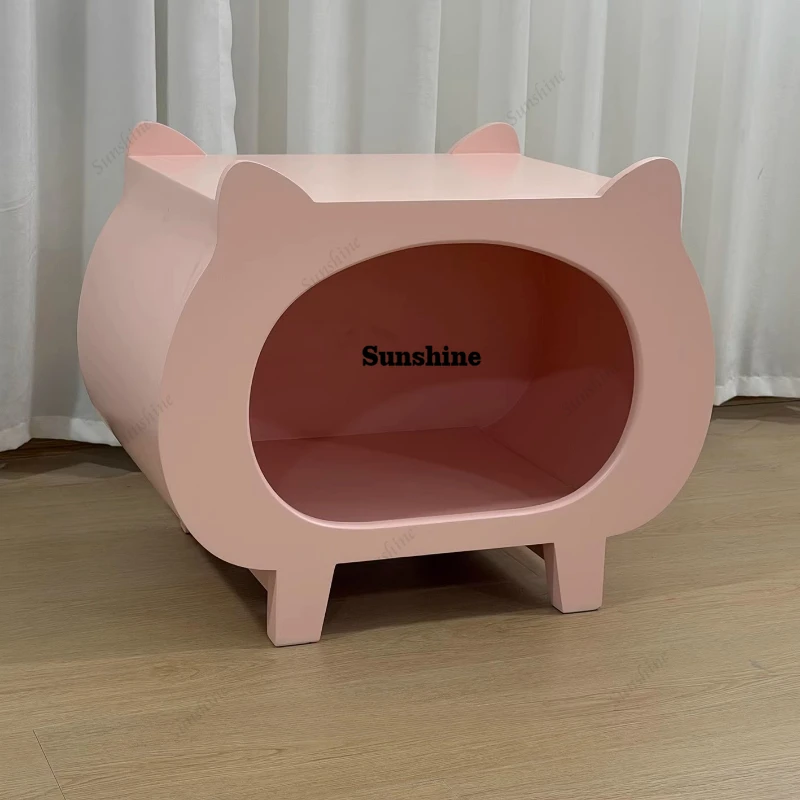 

Pet Princess Wood Nightstands Small Realm Elegant Weird Modern Bedside Table Smart Cute Dopamine Table De Chevet Furniture