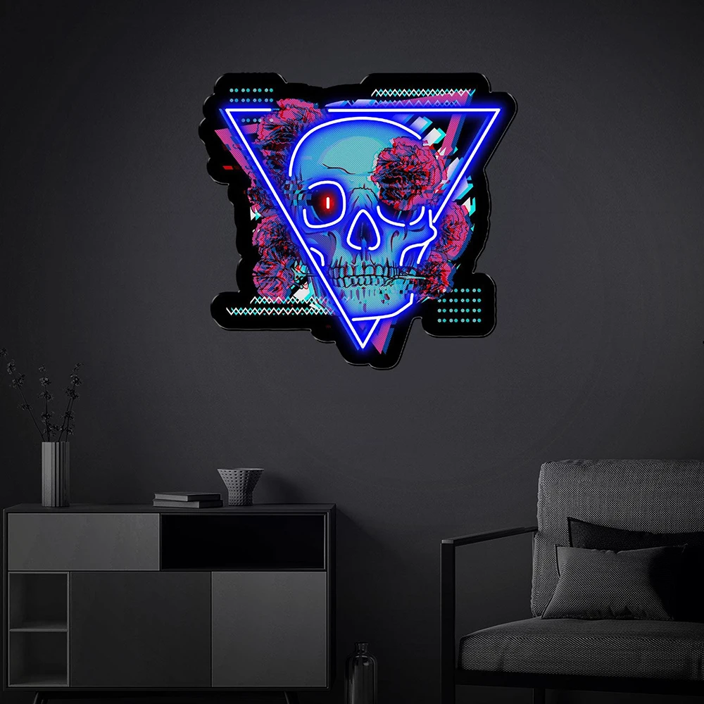 Skull Head LED Neon Sign for Home Game Room Decor LED Neon Light Handmade Custom Neon Skull Wall Art Signs Christmas Gifts