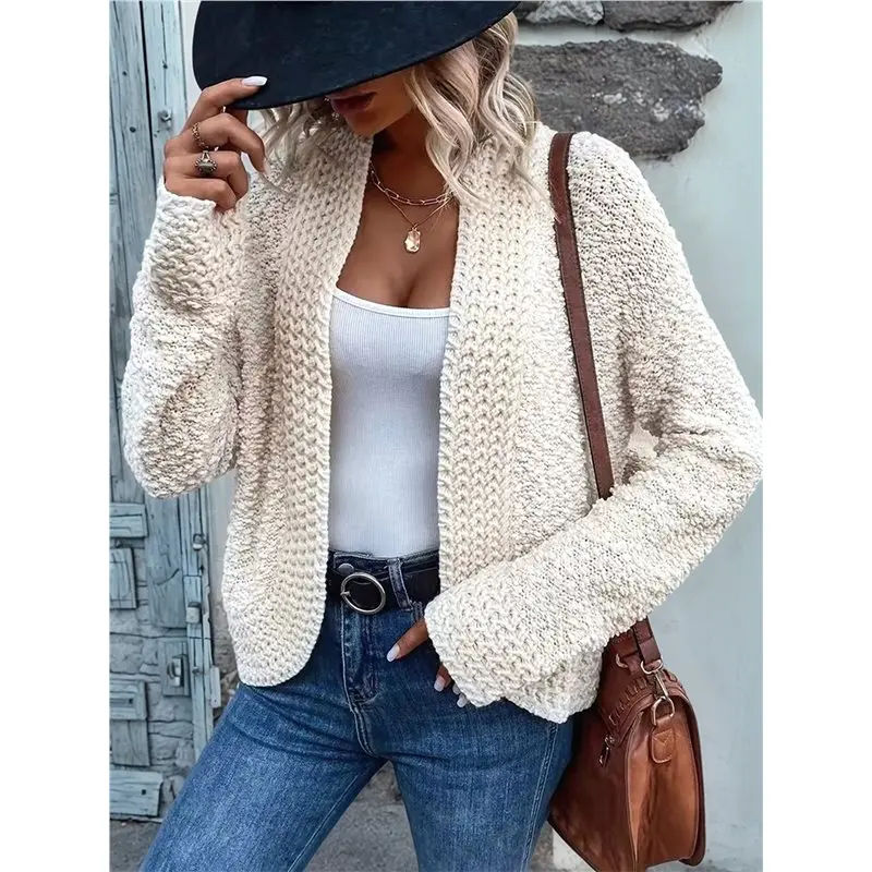 【BRAND NEW】Women's 2025 Fashion Casual Open Front Long Sleeve Chunky Knit Cardigan Sweaters Outerwear Coats