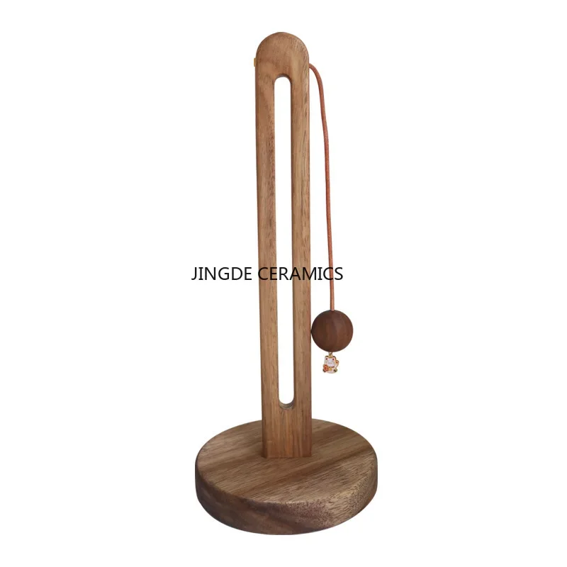 Solid wood paper towel rack Kitchen perforation-free roll paper storage rack cloth plastic wrap bag vertical storage rack
