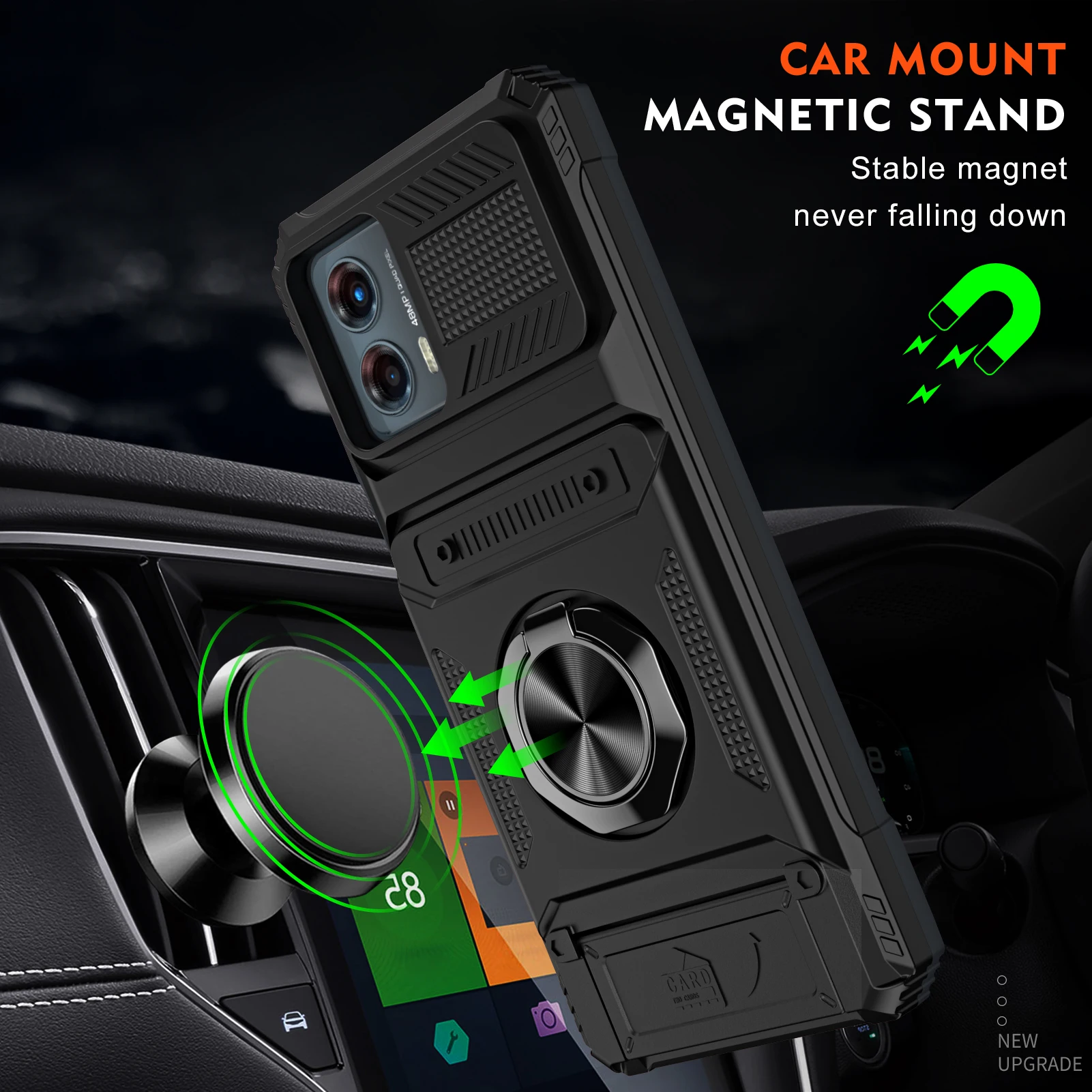 for Moto G Power 2022,G Pure Case,Kickstand Protective Case Card Slot Magnetic Case for Moto G 5G 2023,2024,G Play,G Stylus